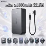 ACEFAST M29 20000mAh 22.5W Fast-Charge Power Bank – Dual USB-C, USB-A, LED Digital Display, Triple-Port Charging & USB-C Cable | Black