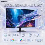Samsung S70A 32-inch 4K UHD Monitor – VA Panel, HDR10, 60Hz, 5ms, 300 Nits, 3 Sided Borderless Design, 1.07B Colours, 99% sRGB, PIP/PBP, HDMI 2.0 & DisplayPort 1.2 | LS32S70A