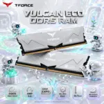 TEAMGROUP T-FORCE VULCAN ECO DDR5 32GB Kit (2×16GB) 6400MHz CL38 1.35V, XMP 3.0, AMD EXPO, On-Die ECC & Aluminum Heatsink | SILVER ~ FLESD532G6400HC38JDC01