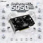PNY GeForce RTX 5050 8GB Dual Fan – GDDR6, 2572MHz Boost, DLSS 4.5, 2560 CUDA Cores, PCIe 5.0, DP 2.1b & HDMI 2.1b | VCG50508DFXPB1