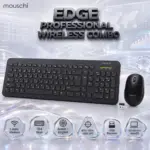 Mouschi EDGE Professional 2.4GHz Wireless Keyboard & Mouse Combo – 104-Key Arabic/English Keyboard, 800/1200/1600 DPI Mouse, USB Receiver, Windows & macOS – Black Desktop Combo Set