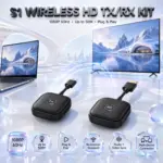 S1 USB-C TX/RX Wireless HDMI Extender Kit – 1080P 60Hz, 50M Open-Space Range, Plug & Play, Audio/Video Sync, Multi-Device Connection, USB-C Transmitter + HDMI Receiver – Black