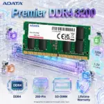 ADATA Premier 16GB DDR4-3200 SO-DIMM Laptop Memory – Single 16GB Module, CL22, PC4-25600, 260-Pin, 1.2V | AD4S320016G22-SGN