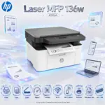 HP Laser MFP 136w Wireless Monochrome (Black & White)Laser Printer – Print, Copy & Scan, 20ppm, 1200dpi, Wi-Fi Direct, AirPrint, Flatbed Scanner & USB 2.0 | 4ZB86A