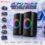 HAVIT GAMENOTE SK212SE RGB Stereo Computer Speakers – 6W RMS, Dual 2-Inch Drivers, USB Power, 3.5mm Audio Jack, 80Hz–20kHz, Black