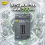 GP ReCyko Pro AAA 800mAh Rechargeable Batteries 2-Pack, 1.2V NiMH, Up To 1,500 Cycles, Pre-Charged, 70% Charge Retention After 60 Months