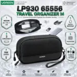 UGREEN LP930 65556 Medium Electronics Travel Organizer – Water-Resistant Polyester Tech EDC Pouch, 3 Compartments, YKK Zippers, 24 × 13 × 7 cm