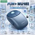 UGREEN FUN+ MU102 Wireless Silent Mouse, Dual-Mode Bluetooth & 2.4G USB Dongle, Up To 4000 DPI, 10m Range, Blue, Windows/macOS/Linux Compatible
