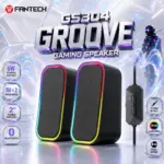 Fantech GS304 GROOVE Dual-Mode RGB Gaming Speakers – 6W Stereo, 2″ Tuned Drivers, Bluetooth + 3.5mm, USB Connection, Black