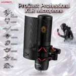 HyperX ProCast Professional XLR Condenser Microphone – 1" Gold Diaphragm, Cardioid, 20Hz–20kHz, 140dB SPL, -10dB PAD, 80Hz HPF, Shock Mount & Pop Filter | OPEN-BOX