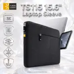Case Logic TS115 15.6" Slim Protective Laptop Sleeve – Dual-Density Foam Padding, 10.1" Tablet Pocket, Front Zipper Pocket, Black