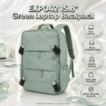 EZ EXP042 15.6" Green Laptop Backpack – Multi-Compartment Bag With Padded Shoulder Straps, Side Pockets and Quick-Release Buckle Straps