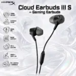 HyperX Cloud Earbuds III S Black Wired Gaming Earbuds with 14mm Drivers, Integrated Surround Sound, MEMS Mic, Inline Controls, Angled Connector & PC/Switch/Console Compatibility