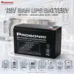 Prosonic NP12V9A 12V 9Ah Rechargeable Sealed Lead-Acid UPS Battery – 20HR SLA Backup Battery, 14.4–15.0V Cycle Charge & 13.5–13.8V Standby Charge
