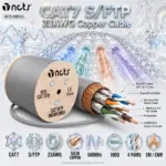 NCTS CAT7 S/FTP Indoor Network Cable – 23AWG Solid Copper, 4-Pair Shielded, 500MHz, 100Ω, CM/CMR PVC Jacket, Anti-EMI Structured Cabling, 80* 0.12AI Braiding Cover, 305-meters | NCTS-INSF072