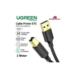 UGREEN US135 USB 2.0 A Male To B Male Printer/Scanner Cable, 3 m, Black, Gold-Plated