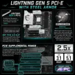 MSI B860M Gaming Plus WiFi mATX Motherboard With LGA 1851, 4x DDR5-8800+ OC, PCIe 5.0 x16, Triple M.2, Thunderbolt 4, WiFi 7, Bluetooth 5.4, 5G LAN, USB-C , Supports Intel® Core Ultra Processors (Series 2) - Image 9