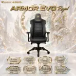 COUGAR ARMOR EVO Royal Gaming Chair –  4-Way Lumbar Support, Magnetic Memory Foam Pillow, 4D Armrests, 180° Recline & 160kg Support | Black & Gold