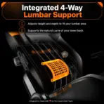 COUGAR ARMOR EVO Royal Gaming Chair –  4-Way Lumbar Support, Magnetic Memory Foam Pillow, 4D Armrests, 180° Recline & 160kg Support | Black & Gold - Image 4