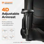 COUGAR ARMOR EVO Royal Gaming Chair –  4-Way Lumbar Support, Magnetic Memory Foam Pillow, 4D Armrests, 180° Recline & 160kg Support | Black & Gold - Image 6