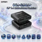 ONTEN OTN-CS22DP DisplayPort 1.4 Bidirectional Switcher – 8K@30Hz, 4K@120Hz, 1080p@240Hz, 32.4Gbps, 2 DP Sources to 1 Display or 1 Source to 2 Displays