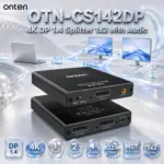 ONTEN OTN-CS142DP 4K DisplayPort 1.4 Splitter 1×2 With Audio – 4K@144Hz, Dual DP Outputs, MST Up to 4K@120Hz & 32.4Gbps Transfer Rate