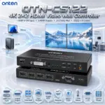 ONTEN OTN-CS122 4K 2×2 HDMI Video Wall Controller – HDMI 1.4 / DVI Input, 4 HDMI Outputs, 1080P@60Hz Output, Optical 5.1CH, 3.5mm & RS232 + IR