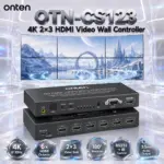 ONTEN OTN-CS123 4K 2×3 HDMI Video Wall Controller – 1 HDMI Input, 6 HDMI Outputs, 4K@30Hz, 1080P@60Hz, 180° Rotation, RS232, IR Remote & Audio
