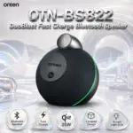 ONTEN OTN-BS822 DuoBlast Fast Charge Bluetooth Speaker – Compact Wireless Speaker with Stylish Rounded Design, Qi2 25W Marking & Accent Light Strip