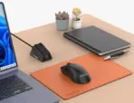 ONTEN OTN-MS102 Medium Mouse Mat – 240 × 400 × 2mm Mousepad With Premium Leather-Like Finish | Black & Orange - Image 3