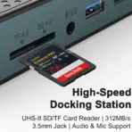 ONTEN OTN-2501 USB-C Dock Station With Dual M.2 NVMe & SATA Enclosure, 2× DP 4K@60Hz, HDMI, 2.5G LAN, USB 10Gbps, SD/TF 4.0, PD 30W Output - Image 5