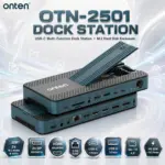 ONTEN OTN-2501 USB-C Dock Station With Dual M.2 NVMe & SATA Enclosure, 2× DP 4K@60Hz, HDMI, 2.5G LAN, USB 10Gbps, SD/TF 4.0, PD 30W Output