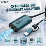 ONTEN OTN-UE65 USB-C / USB 3.0 to 5G Ethernet Adapter – RJ45 5000/2500/1000/100/10Mbps Multi-Gigabit Wired Network Adapter