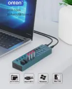 ONTEN OTN-5308 USB 3.2 Gen 1 10-Port Hub – 10× USB 5Gbps Ports With Individual Control Buttons, USB 3.0 Type-B Uplink & DC 12V Power - Image 5