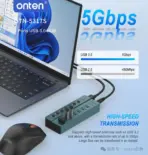 ONTEN OTN-5317S 7-Port USB 3.2 Gen 1 Hub – 3× USB-A + 4× USB-C 5Gbps Ports, Individual Controls, USB Type-B Uplink & DC 5V/3A Power - Image 6
