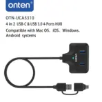 ONTEN OTN-UCA5310 Type-C/USB 3.1 Gen 1 5G Hub With 4× USB 3.0 Ports, 5Gbps, USB-A/USB-C Host, USB-C 5V Input, Multi-Protection & Plug-and-Play - Image 2