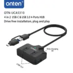 ONTEN OTN-UCA5310 Type-C/USB 3.1 Gen 1 5G Hub With 4× USB 3.0 Ports, 5Gbps, USB-A/USB-C Host, USB-C 5V Input, Multi-Protection & Plug-and-Play - Image 4