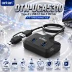 ONTEN OTN-UCA5310 Type-C/USB 3.1 Gen 1 5G Hub With 4× USB 3.0 Ports, 5Gbps, USB-A/USB-C Host, USB-C 5V Input, Multi-Protection & Plug-and-Play