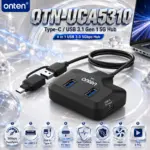 ONTEN OTN-UCA5310 Type-C/USB 3.1 Gen 1 5G Hub With 4× USB 3.0 Ports, 5Gbps, USB-A/USB-C Host, USB-C 5V Input, Multi-Protection & Plug-and-Play