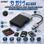 ONTEN OTN-5215B USB 3.0 6-in-1 Card Reader – XQD, CF, SD & TF Support, Dual USB 3.0 Ports, Card-to-Card Copy, Micro-USB Power & 0.2m Cable