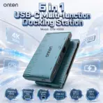 ONTEN OTN-9503S 6-in-1 USB-C Multi-Function Docking Station with 4K HDMI, 2K VGA, Gigabit RJ45, USB 3.0, USB-C Data and USB-C PD 3.0