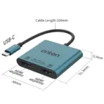 ONTEN OTN-9175B Type-C to Dual HDMI Adapter – Single Display Up to 4K@60Hz, Dual HDMI Output Up to 4K@30Hz with Multi-Stream Transport (MST) - Image 3