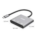 ONTEN OTN-9175S 3-in-1 USB-C to Dual HDMI Adapter, 4K@60Hz + 2K@60Hz, PD 3.0 100W Charging, SST or Extended Display Support, Compact Multi-Monitor Hub for USB-C Devices and Laptops - Image 4