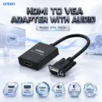 ONTEN OTN-7557A HDMI to VGA Adapter With Audio, 1080P@60Hz Converter, 290mm Cable, PVC + Metal Connector for PS4, Switch, Set-Top Boxes, Monitors and Projectors