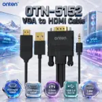 ONTEN OTN-5152 VGA to HDMI Cable 1.8M – 1080P VGA Input to 1080P HDMI Output Converter With 3.5mm Audio Input & USB 2.0 5V/1A Power