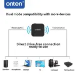 ONTEN OTN-BT102 2-in-1 Wireless Audio Receiver & Transmitter – Bluetooth 5.0 Audio Adapter With 3.5mm I/O, A2DP & AVCP Support, >95dB SNR, 20m Range, and 5V Power - Image 2