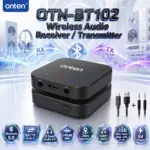ONTEN OTN-BT102 2-in-1 Wireless Audio Receiver & Transmitter – Bluetooth 5.0 Audio Adapter With 3.5mm I/O, A2DP & AVCP Support, >95dB SNR, 20m Range, and 5V Power
