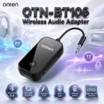 ONTEN OTN-BT106 Bluetooth 5.4 Wireless Audio Adapter – Dual-Mode TX/RX Transmitter & Receiver With 3.5mm Audio, MIC Calls, 200mAh Battery & USB-C Charging