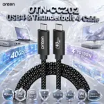 ONTEN OTN-CC202 USB4 Gen 3 & Thunderbolt 4 USB-C Cable 1M – 40Gbps Data, PD 100W 5A/20V Charging, E-Marker, 8K Display & Nylon Braided Aluminum Design