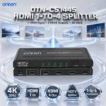 ONTEN OTN-CS144S HDMI 1-to-4 Splitter, 1 HDMI Input to 4 HDMI Outputs, 4K@30Hz Video Distribution, HDTV Splitter with DC/5V Power Input and Output/Input Status LEDs for 4 Displays.
